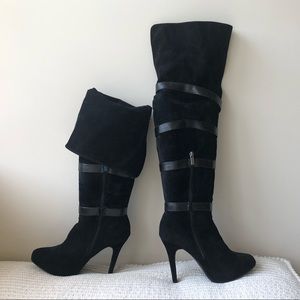 Black suede over the knee boots size 8.5